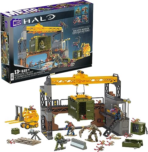 Mega Halo Infinite Building Toys Set, Floodgate Firefight with 634 Pieces, 4 Micro Action Figures, Poseable Articulation, Accessories, Kids or Adult (Amazon Exclusive)