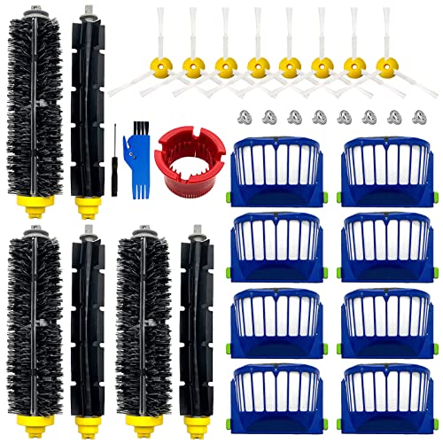 Replacement Accessories Kit for iRobot Roomba 600 Series 694 675 692 676 695 677 671 655 645 690 680 660 650 620 614 & 500 Series 595 585 564 robot 3 Bristle & 3 Beater Brush 8 Filter 8 Side Brush