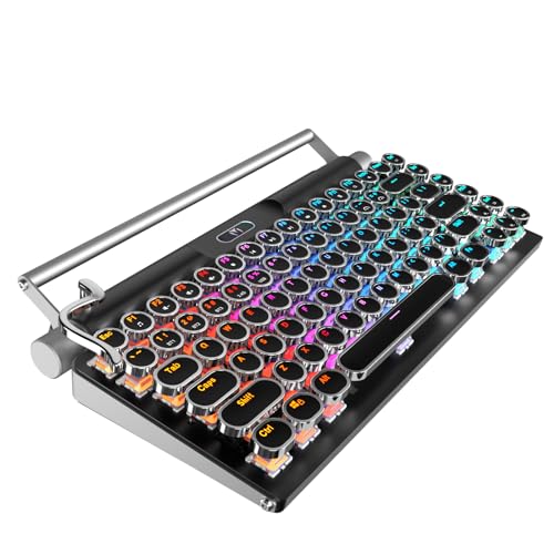 Miracle snail Wireless Typewriter Keyboard, Mechanical and Retro Computer Typewriter Keyboard,Gaming Keyboard， Punk dot keycaps for Laptop/Desktop/MAC/Mobile Phone