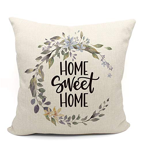 Mancheng-zi Home Sweet Home Pillow Covers 18x18,Farmhouse Throw Pillows,Farmhouse Pillows for Couch,Home Sweet Home Decor,Housewarming Gifts for Women
