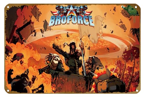 Broforce Game Poster Vintage Metal Tin sign Logo Family Club Bar Cafe Bedroom Art Wall Decoration Gift 8x12 inches