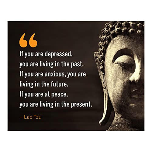 You Are Living in The Past - Lao Tzu Spiritual Quotes Wall Print, Inspirational Wall Art Decor For Home Decor, Office Decor, Church Decor, Room Decor Aesthetic, Unframed Buddha Image Wall Print- 8x10”