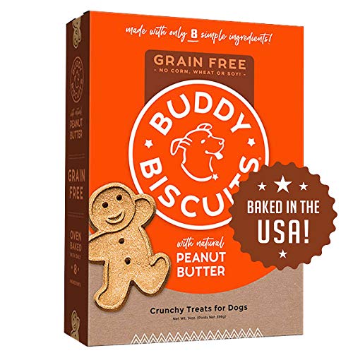Buddy Biscuits 14 oz Box of Grain-Free Crunchy Dog Treats Made with Natural Peanut Butter