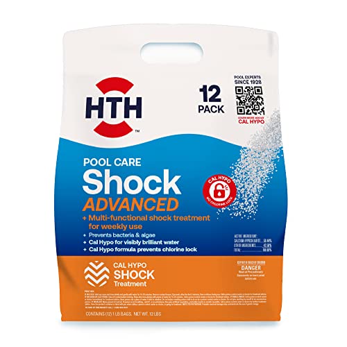 HTH 52037 Swimming Pool Care Shock Advanced, Swimming Pool Chemical, Cal Hypo Formula, 12 Count(Pack of 1)