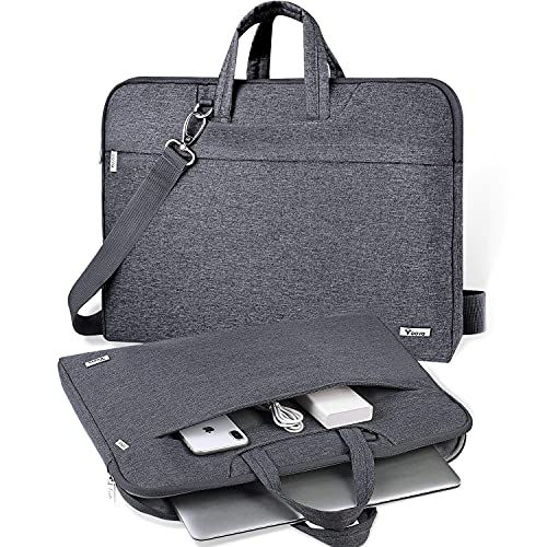 V Voova Laptop Bag 13-14 inch with Shoulder Strap & Handle, Waterproof Laptop Case Sleeve Compatible with 13-14” MacBook Air/MacBook Pro, Slim Briefcase Computer Cover for Men Women, Grey