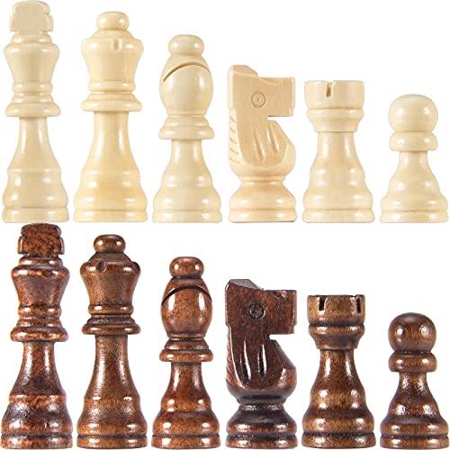 AMEROUS Wooden Chess Pieces Only, 32 Pieses / 3.05' King/Storage Bag/Gift Package, Standard Tournamen Staunton Wood Chessmen for Chessboard, Replacement of Missing Pieces