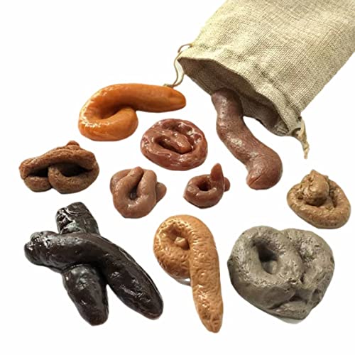Aebor 10 Pieces Fake Poo Realistic Fake Turd Floating Poo, Fake Dog Poop Toys with Drawstring Bags for Halloween April Fools' Day Prank Party Supplies