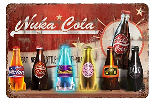 Vintage Tin Sign - Nuka Cola - Retro Metal plaques Iron Painting Rusty Wall Decoration Poster for Bar Cafe Home Garage 8×12 Inch