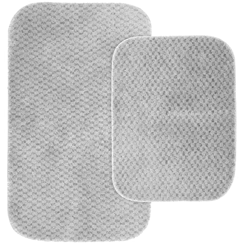 Garland Rug 2-Piece Cabernet Nylon Washable Bathroom Rug Set, Platinum Gray