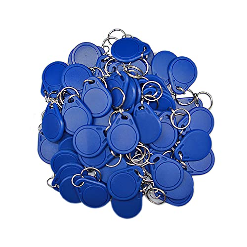 MINDRFID RFID Key fob 13.56MHz F08 Token Key Tags for Access Control System - Blue (Pack of 50)