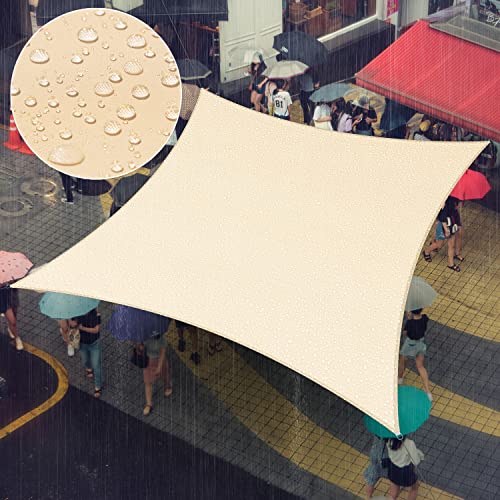 Amgo 7' x 12' Beige Rectangle Waterproof Sun Shade Sail UPF50+ AMWTPR0712 Canopy Awning Shelter, 98% UV Blockage Water Resistant, Outdoor Backyard Patio Garden Carport (We Make Custom Size)