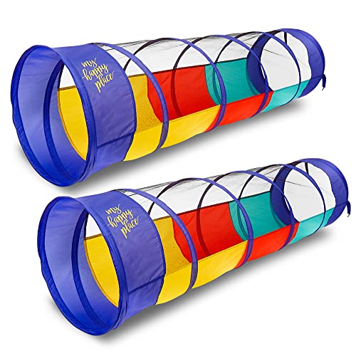 Kiddey Multicolored Play Tunnel for Kids (6’) – Crawl and Explore Tent, with See Through Mesh Sides, Promotes Healthy Fitness, Early Learning, and Muscle Development – Balls NOT Included (2 Pack)