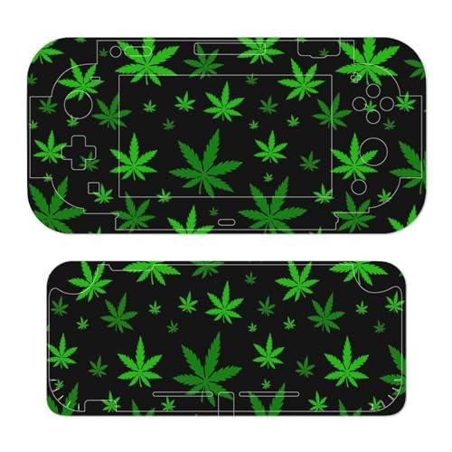 Green Weed Leafs Cute Skin Sticker Compatible with Switch Protector Full Wrap Stickers Decal for Switch Lite