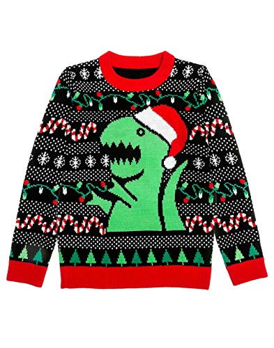 Trex Ugly Christmas Sweater Dino Dinosaur Lovers Gift for Men Women X-Large Multicolor