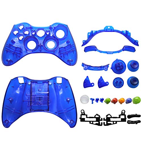OSTENT Replacement Case Shell & Buttons Kit for Microsoft Xbox 360 Wireless Controller - Color Blue [video game]