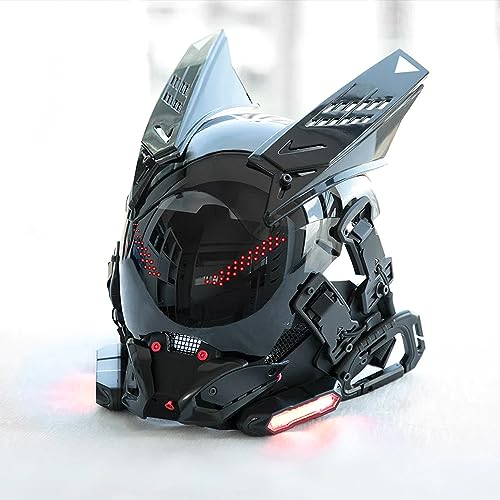 Cyberpunk Gothic Mask Helmet For Adult,LED Bluetooth Mask,Futuristic Punk Techwear,Cosplay Halloween Fit Party Music Festival (Black)