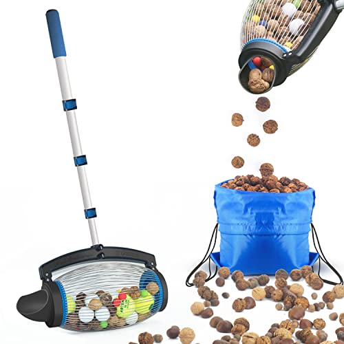 Zozen Nut Gatherer, Walnut Picker Upper Roller, Pinecone Picker Upper - Directly Dump Outlet | Apply to Pinecone, Hickory, Chestnuts, Buckeyes, Golf, Crab Apple Objects Size 1'' to 2.5''; 1.5 Gallon
