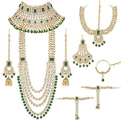 I Jewels Traditional Ethnic Indian Kundan Dulhan Bridal Jewellery Set for Women (BLP020G)