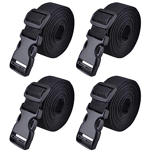 TRIWONDER Tie Down Straps Buckle Lashing Strap Luggage Belt for Suitcase Travel Packing Cargo Trucks Accessories for Bike Rack Backpack Sleeping Bag Box 4 Pack (Black - 9.84ft)