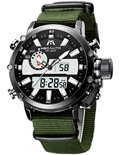 MEGALITH Mens Watches Military Digital Watches for Men Outdoor Sport Watch Tactical 45mm Large Face 5ATM Waterproof Watch with Alarm Stopwatch LED Backlight Calendar - Green Black