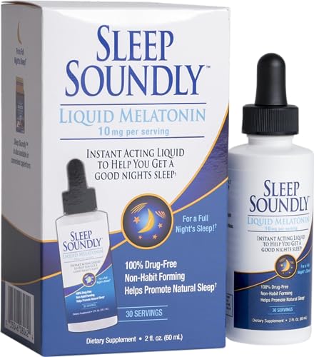 Sleep Soundly Liquid Melatonin 10mg, Instant Acting Sleep Formula, 30 servings, 2 Fl Oz (Pack of 1)