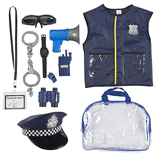 BLUE PANDA Police Officer Costume for Boys, Kids, Halloween Costumes with Police Accessories and Storage Bag