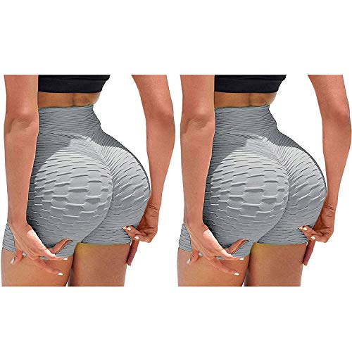 Bblulu High Waisted Workout Shorts for Women Butt Lifting Tummy Control Workout Short Fashion Textured Slimming Booty Shorts
