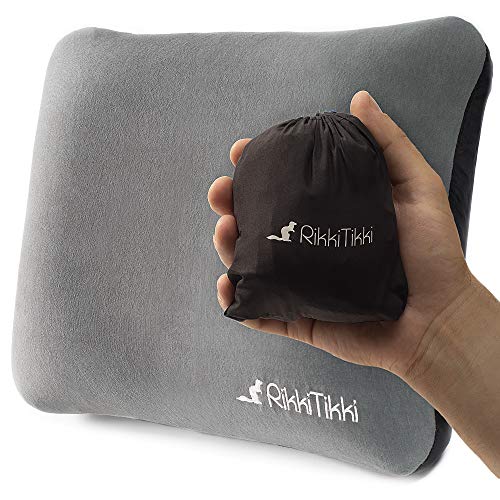 RikkiTikki Inflatable Camping Pillow - Hiking Pillow Ultralight - Backpacking Pillow Lightweight - Camp Pillow Compressible - Blow Up Camping Pillow (Grey)
