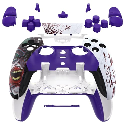 eXtremeRate Full Set Housing Shell with Buttons Touchpad Cover Compatible with ps5 Edge Controller, Clown HAHAHA Replacement Decorative Trim Shell Front Back Plates Compatible with ps5 Edge Controller