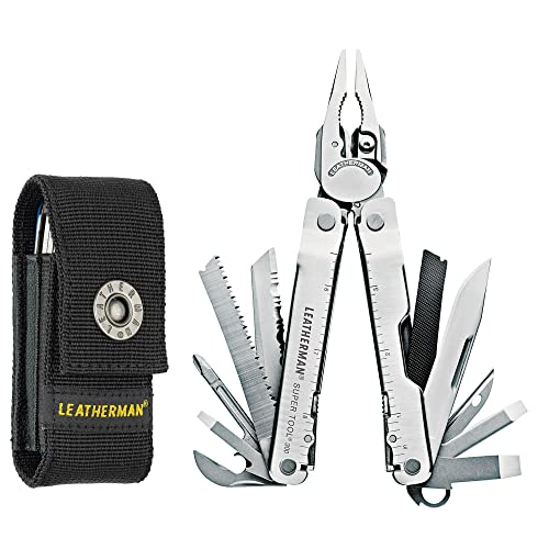 LEATHERMAN, Super Tool 300 Multitool with Premium Replaceable Wire Cutters and Saw, Stainless Steel with Nylon Sheath