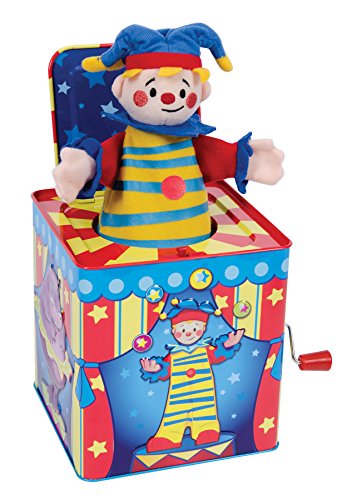 Schylling Silly Circus Jack in the Box - Classic Children's Musical Toy - Colorful Embossed Tin Box and Friendly Plush - Age 18 months and Up