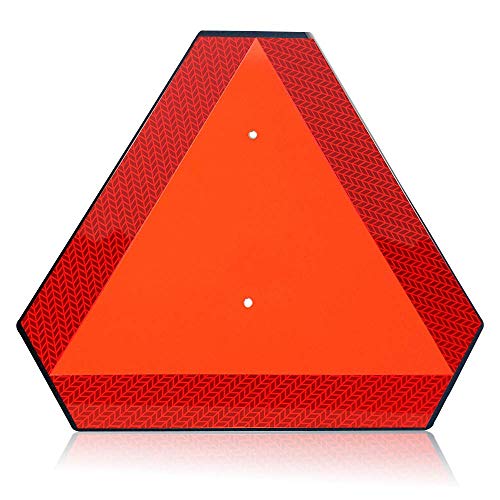 Slow Moving Vehicle Safety Sign,Slow Moving Vehicle Triangle Sign,Plastic 14'x16' Engineering Grade Reflective for Golf Cart (Plastic)