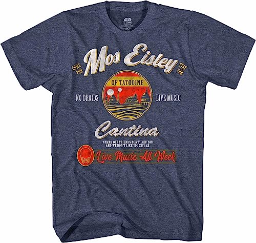 STAR WARS Mos Eisley Cantina Tatooine Men's Adult Graphic Tee T-Shirt (X-Large) Navy Heather
