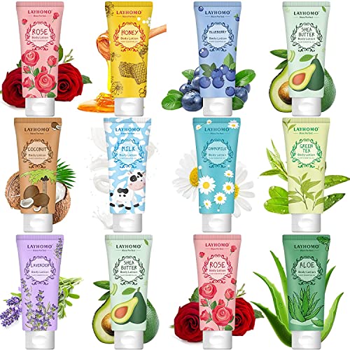 12 Pack Body Lotion Gift Set for Women,Natural Fragrance Body Care Cream Moisturizing Travel Size Body Lotion With Shea Butter and Aloe,Bulk Body Lotion Sets, Christmas Stocking Stuffers Valentines