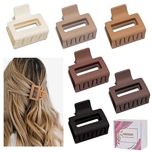 Medium Claw Hair Clips for Women Girls, 2' Matte Rectangle Small Hair Claw Clips for Thin/Medium Thick Hair, Hair Jaw Clips Nonslip Clips (Warm color)