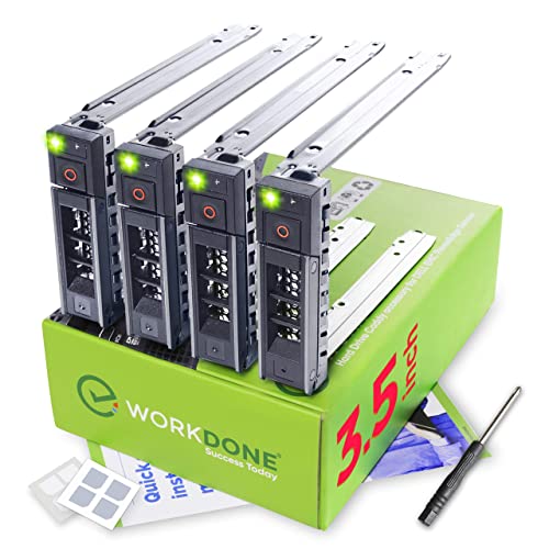 WORKDONE 4-Pack - 3.5 inch Hard Drive Caddy - Compatible for Dell PowerEdge Selected 16th-14th Gen. Servers - with Detailed Installation Manual - Sled Front Sticker Labels - Screwdriver