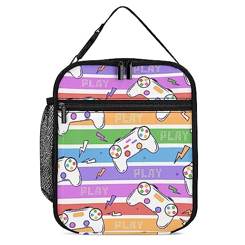 LynaRei Insulated Kids Lunch Box Color Joystick Gamepad Portable Lunch Bag Video Games Reusable Small Cooler Lunchbox for School Work Picnic