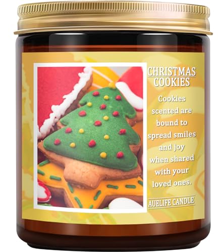 Christmas Candle | Christmas Cookies Candle Scents of Merry Cookie Dough Sugar Cookies for Santa Holiday, Christmas Scented Candles for Home - 7 oz Aromatherapy Jar Candles, Gift for Women and Men