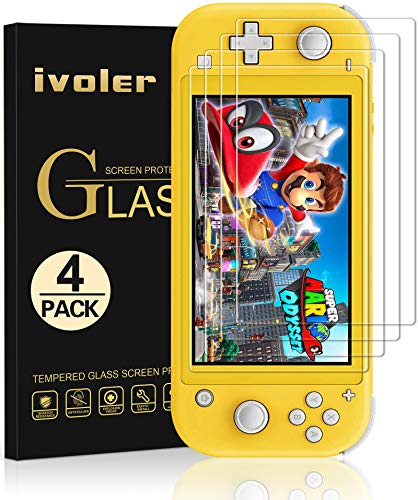 ivoler 4-Pack Screen Protector Tempered Glass for Nintendo Switch Lite, Transparent HD,High Definition,Clear Anti-Scratch with Anti-Fingerprint Bubble-Free Fit Switch Lite 2019