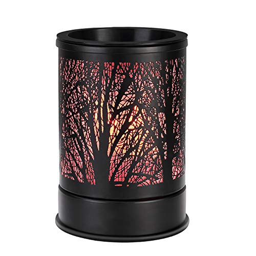 Enaroma Fragrance Wax Melts Warmer with 7 Colors LED Changing Light Classic Black Forest Design Scent Oil Candle Warmer
