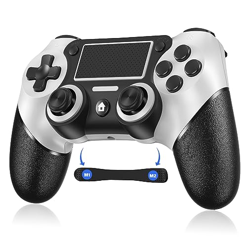 Wireless controller for PS4, P4 controller compatible p4 / 3/pro/slim/pc, wireless P4 controller with dual vibration, 6-axis gyro sensor, Turbo, type-c port, Macro Programming Func [Latest upgrade]