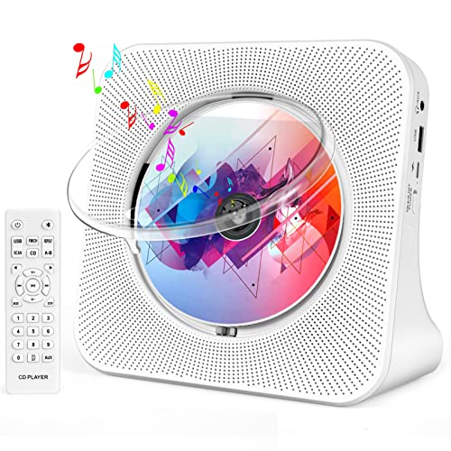 Desktop CD Player with Speakers, ROADOM Home Bluetooth CD Player with Hi-Fi Stereo Sound,Remote Control,Supports CD/Bluetooth/FM Radio/U Disk/AUX/Timer/Repeat
