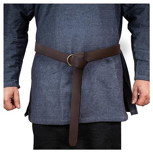 HiiFeuer Medieval PU Leather Ring Belt, Retro Renaissance Rivets Belt for LARP, Ren Faire & Halloween Parties (Brown A)