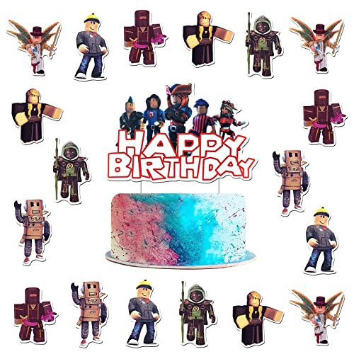 25 Pcs Cartoon Birthday Cake Toppers and Cupcake Toppers - Theme Party Decorations Supplies