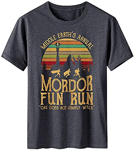Eastry Middle Earth's Annual Mordor Fun Run one Does not Simply Walk T-Shirt for Men(Grey,XL)