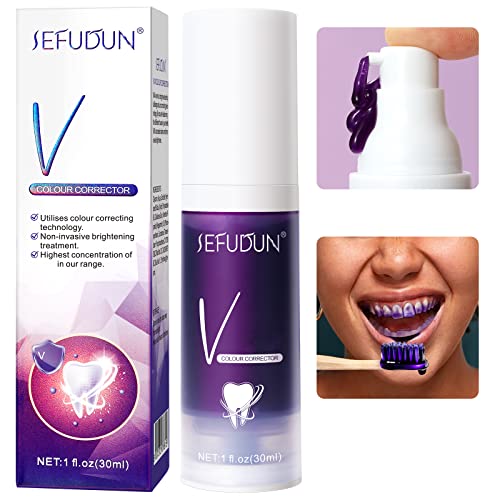 Whitening Toothpaste, Dental Colour Corrector, Purple Toothpaste for Teeth Whitening, Deeply Cleaning Gums, Stain Removal, Free of Peroxide, with Natural Formula, Not Causing Sensitivity 30ml