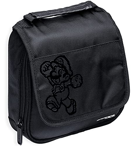 Nintendo Super Mario 3DS Carrying Case Compatible With Nintendo Switch, 2DS, 3DS, 3DS XL, DS, DS XL, DS Light Handle & Shoulder Strap Traveling Carry Case With Hard Zipper Black Officially licensed