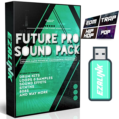 Ezalink 100GB Sound Pack 100,000+ Samples for MPK, Maschine, Logic, Reason, Ableton, FL Studio One | Loops, 808s, Drums, MIDI, Instruments, Effects | Hiphop, Trap, Pop, EDM Music Production USB