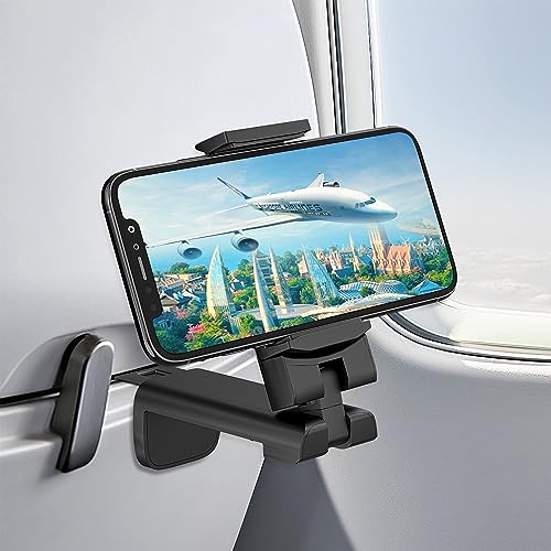 Airplane Travel Phone Holder Mount: Universal in Flight Travel Essentials Phone Mount with 360° Degree Rotation, Handsfree Airplane Phone Holder, Travel Must Haves Phone Clip Stand for Flying, Desk