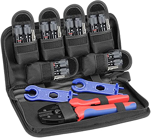 BougeRV Solar Crimper Tool Kit - Crimper, 6 Pairs Connectors, Spanner Wrench for Solar Panel Cable Assembly and Installation